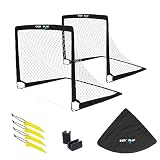 EASY2PLAY Outdoor Fußballtor 2er Set-Pop up Goal 3 Sekunden Aufbau faltbares Fußballtor je 120x90x90 cm Gestänge aus Fiberglas für Kinder und Erwachsene, Garten, Park und Asphalt 3 Jahre Garantie