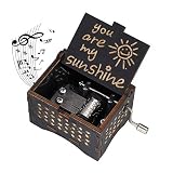 Hölzerne Spieluhr You Are My Sunshine Handkurbel Spieluhren Antike Geschnitzte Musik Box Holz für Geburtstags Valentinstag Weihnachten Geschenk Schwarz