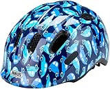 ABUS Kinderhelm Smiley 2.0 - Robuster Fahrradhelm für Mädchen und Jungs - Blau mit Automuster, Größe S