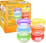 ARSUK Babybrei Glasschüssel mit Deckel - 6×200 ml Glasbehälter zum Einfrieren - Babynahrung Aufbewahrung, Breischale & Gläschen - Beikost Baby Zubehör