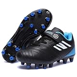 Mitudidi Kinderschuhe Jungen Fußballschuhe Kinder Fussballschuhe Stollenschuhe Trainingsschuhe Multinocken Sportschuhe Laufschuhe Outdoor rutschfest Atmungsaktiv Turnschuhe Schwarz 32