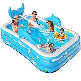 VOXON Pool für Kinder, aufblasbare Pools mit Düsen, 250 x 180 x 55 cm, aufblasbare Kinderpools mit Wasserstrahl für Höfe, Gärten und Sommerpartys