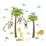 ElecMotive Dschungel Abnehmbare Wandsticker Kinderzimmer Babyzimmer deco für Geburtstag Party in Geschenk Verpackung