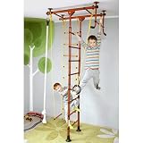 NiroSport FitTop Klettergerüst Indoor für Kinder in Rot / Metallsprossen / Indoor Sprossenwand für Kinderzimmer / leicht montierbare Kletterwand / Turnwand für max. Belastung bis 130 kg