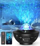 ZOVERR LED Sternenhimmel Projektor,Rotierendes WasserwellenproJektorlicht,Ferngesteuertes Nachtlicht,Farbwechselnder Musikplayer mit Bluetooth,Geschenk zum Kindertag/Zuhause