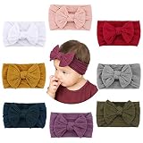 Makone Baby Stirnband - Handgefertigtes Stretch Nylon Mit Schleife, 5,5 Zoll Große Haarschleife, Geeignet für Baby Girls, 8er Pack