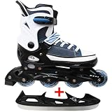 Cox Swain Sneak Kinder Inline Skates & Kinder Schlittschuh 2 in 1 - größenverstellbar ABEC5, Blau, S (33-36)