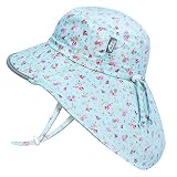 Jan & Jul Verstellbarer Baumwoll Abenteuer Sonnenhut für Baby Mädchen Vollschutz (S: 0-6 Monate, Retro-Rose)
