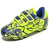Mitudidi Kinder Fussballschuhe Spike Cleats Professionelle Jungen Mädchen Klettverschluss Fußballschuh Turnschuhe Unisex Sportschuhe für Outdoor Indoor Grün