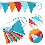 Papierdrachen - Wimpelkette als Kinderzimmer Deko | 3m Wimpel je 16x18cm 12Stück | Mint Orange | Fähnchen Girlande Kindergeburtstags-Dekoration Set 3