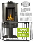 BOMI Baby Kamingitter Milo bis 525 cm | XXL Kinderschutz Tür: 75 cm | Kaminschutzgitter, Kamingitter & Absperrgitter | Ofenschutzgitter, Kinderschutzgitter, Schutzgitter für Kinder in schwarz