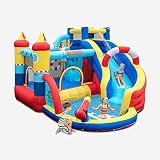 DREAMADE Hüpfburg mit Wasserrutsche, Bounce Haus mit Langer Rutsche, Wasserpistole & Kletterwand für Kinder 3-10 Jahre, 360 x 290 x 200cm, Outdoor (ohne Gebläse)