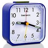 sanlinkee Wecker Analog Ohne Ticken Wecker mit Schlummerfunktion und Licht Geräuschlos Kleine Tischuhren Batteriebetrieben Leuchtende Hände Lautlos Reisewecker für Schlafzimmerbüro, Blau