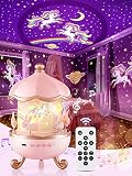 LED Sternenhimmel Projektor Kinder,Spieluhr Baby Mädchen,Dimmbar Einhorn Nachtlicht Kinder Lampe Batteriebetrieben,Nachtlicht Baby Akku Lampe Kawaii Deko Kinderzimmer Einhorn Geschenke für Mädchen