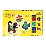 Hama Perlen 8712 Geschenkbox mit ca. 900 bunten Maxi Bügelperlen mit Durchmesser 10 mm, Motivvorlagen und 2 Stiftplatten, inkl. Bügelpapier, kreativer Bastelspaß für Groß und Klein