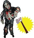 Spooktacular Creations Zombie Skelett Kinderkostüm mit Blutiger Axt (Large)