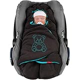 ByBoom Einschlagdecke Babyschale Winter - Herbst - Frühling, 'Die Decke' seit 2009, Maxi Komfort - Cosi Bella, Anthrazit/Aqua