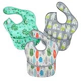 PandaEar 3er Superleichtes Baby Lätzchen Fütterungs Wasserdicht, EVA Kleinkind Fütterlätzchen mit Auffangschale Waschbar, Unisex Babylätzchen Flecköl- und Geruchsresistent 5-36 Monate