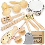 Juwugu Musikinstrumente für Kinder, Naturholz Percussion Set, Spielzeug Musik Kinderspielzeug, Xylophon Schlagzeug Schlagwerk Rhythmus, Schlaginstrumente Toys Musikspielzeug Geschenke für Kinder