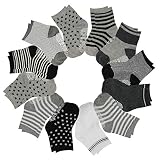 Flashbee 12 Paare Babysocken,Babysocken Antirutsch,Jungen- und Mädchensocken Kleinkinder,helle farbige Babysocken Baumwolle für Kinder (6-12 Monaten)
