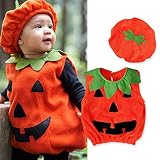 Zilosconcy Halloween Outfit Baby Kürbis Cosplay Kostüm Orange Ärmellose Weste Top + Hut Zweiteilige Halloween Karikatur Kinder Costume Für Kleinkind Baby Mädchen Kinder Jungen Outfits Anzug