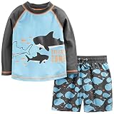 Simple Joys by Carter's Baby Jungen Badehose mit Rashguard, Blau, Wale, 3-6 Monate