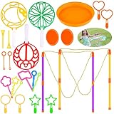 TOPJOWGA Seifenblasen Set für Kinder, 24PCS Riesenseifenblasen Mit 2 Paar Stab, Giant Bubble Maker Spielzeug, Bubble Wand, Blase Zauberstab für Aktivitäten im Sommer Partys