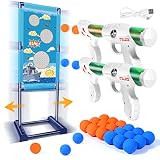 Semai Schießspiel Spielzeug für Kinder, 2 Popper Battle Pistolen & 18 Schaumbälle Spielzeug mit Bewegliche Zielscheibe, Indoor Outdoor Garten Spielzeug für Jungen Alter 4 5 6 7 8 9 10 10+ Jahre
