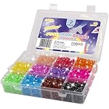 La Manuli Glitzer Bügelperlen Sortiert Fuse Beads Kit - 4000 Stück 5 mm 12 Farben Nachfüllset Bügelperlen Set Mit jeder Marke Beads kompatibel, Steckperlen in Organizerbox