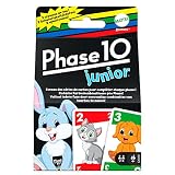 Mattel Games Phase 10 Junior - Rommé-artiges Spiel mit mehreren Spielebenen, 56 Karten mit Tierbildern, für 2 bis 4 Spieler, für Kinder ab 4 Jahren, GXX06