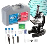 AMSCOPE Biologischer Mikroskop Experimentierkasten mit Präparierzubehör für Kinder & Anfänger Vergrösserungseinstellungen : von 120X - 1200X 48-teiliges Set Mikroskopie
