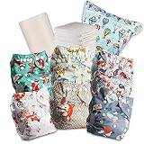 Littles & Bloomz Stoffwindeln – Pocket Stoffwindel mit Druckknöpfen, 6 Windeln + 6 Mikrofaser Einlagen, Bambusvlies & Nasstasche, 618PM6