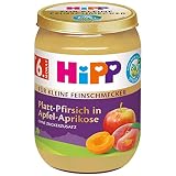 HiPP Bio Für kleine Feinschmecker, Platt-Pfirsich in Apfel-Aprikose, 6er Pack (6 x 190 g), 4421