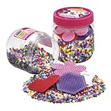 Hama Perlen 2051 Bügelperlen Dose mit ca. 4.000 bunten Midi Bastelperlen mit Durchmesser 5 mm im Farben Mix und 3 Stiftplatten, kreativer Bastelspaß für Groß und Klein