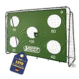 Best Sporting Fußballtor I Fußballtor Kinder 240 cm x 170 cm x 85 cm I Stabil mit Grüner Torwand und 5 Schusslöchern I Hochwertiges Kindertor mit Netz, Torwand & Heringen I Grau Fussball Tor