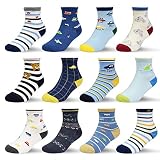 HYCLES Baby Socken - 12 Paar Anti Rutsch Socken Kind ABS Socken Kinder Stoppersocken Kinder Baby Jungen Mädchen Kinder Kleinkind 03 Fahrzeug für 1-3 Jahre