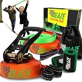 Trailblaze Slackline Kinder Set mit Hilfsseil baumschutz Slackline | Vollständiges Slackline Set | Slackline für Anfänger, ideale Aktivität Kinder & Familien im Freien | Slackline Set Kinder