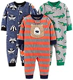 Simple Joys by Carter's Jungen Pyjama ohne Füße aus Fleece, Lockerer Schnitt, 3er-Pack, Bär/Alligator/Fuchs, 4 Jahre