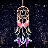 BYZESTY Traumfänger Kinder, Boho Handgefertigt LED Licht Federn Dream Catchers Mädchen Wandbehang Ornament für Wandtattoo Wohnzimmer Wanddeko Schlafzimmer Baby Auto Dekoration Hochzeit Geschenk, Bunt