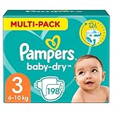 Pampers Windeln Baby Dry Gr.3 Midi 4-9kg Monatsbox, 198 Stück