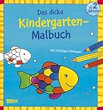 Ausmalbilder für Kita-Kinder: Das dicke Kindergarten-Malbuch: Mit farbigen Vorlagen und lustiger Fehlersuche: Malen ab 2 Jahren