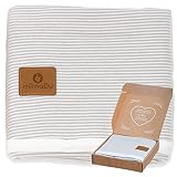 mimaDu - Premium Babydecke 100% Oeko-TEX gekämmte Baumwolle - Baby Baumwolldecke ideal als Kuscheldecke für Junge & Mädchen - Winter Baby Decke extra warm, weich & atmungsaktiv 80x100cm (Grau/Weiß)