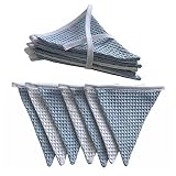 WALWI Wimpelkette aus Stoff | Dekoration für Kinderzimmer | Girlande | Babyzimmer |Deko | Geburtstag | Handgefertigt | Waffelpiqué 100% Baumwolle | (BLAU/Weiss)