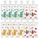Lictin Quetschies Wiederverwendbar Baby Frucht Beutel，12er Set wiederverwendbare quetschbeutel für Babynahrung（210ml ），Quetschies Geeignet für Fruchtpüree, Fleischpüree, Gemüsebrei