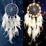 Traumfänger Kinder, Kinderzimmer Deko Mädchenmit, Led Lichtern Federn Traumfänger im Böhmischen Stil, für Deko Schlafzimmer Wandbehang Wohnkultur Ornamente Handwerk, Kinderzimmer Deko Boho