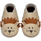 IceUnicorn Krabbelschuhe Baby Lauflernschuhe Jungen Weiche Leder Babyschuhe Kleinkind Lederschuhe mädchen Babyhausschuhe(Löwe,12-18)