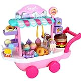 Sroomcla Kinder Eiswagen Spielzeug Pretend Play Set Kinder Spielhaus Spielzeug Baby Rollenspiel Spielzeuge DIY Lernspielzeug Kinder Pädagogisches Spielzeug Für Kinder Über 3 Jahre Alt kind pretty nice