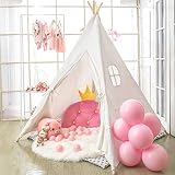 Tipi Zelt für Kinder - Faltbares Kinderspielzelt für Jungen mit Tragetasche - Segeltuch - Kinderspielhaus - Spielzeug für Mädchen oder Kind - Drinnen und Draußen