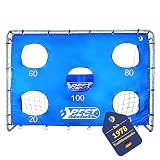 Best Sporting Fußballtor I Fußballtor Kinder 240 cm x 170 cm x 85 cm I sehr stabil Fußballtor mit Blauer Torwand I Hochwertiges Kindertor mit Netz, Torwand & Heringen I Fussball Tor Grau