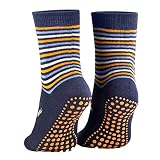 Piarini 2 Paar Kinder Stoppersocken ABS Socken Anti Rutschsocken Noppen Baumwolle Jungen Mädchen Blau 27 28 29 30